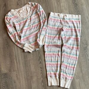 Victoria's Secret Pajama Set - white and multicolor stripes